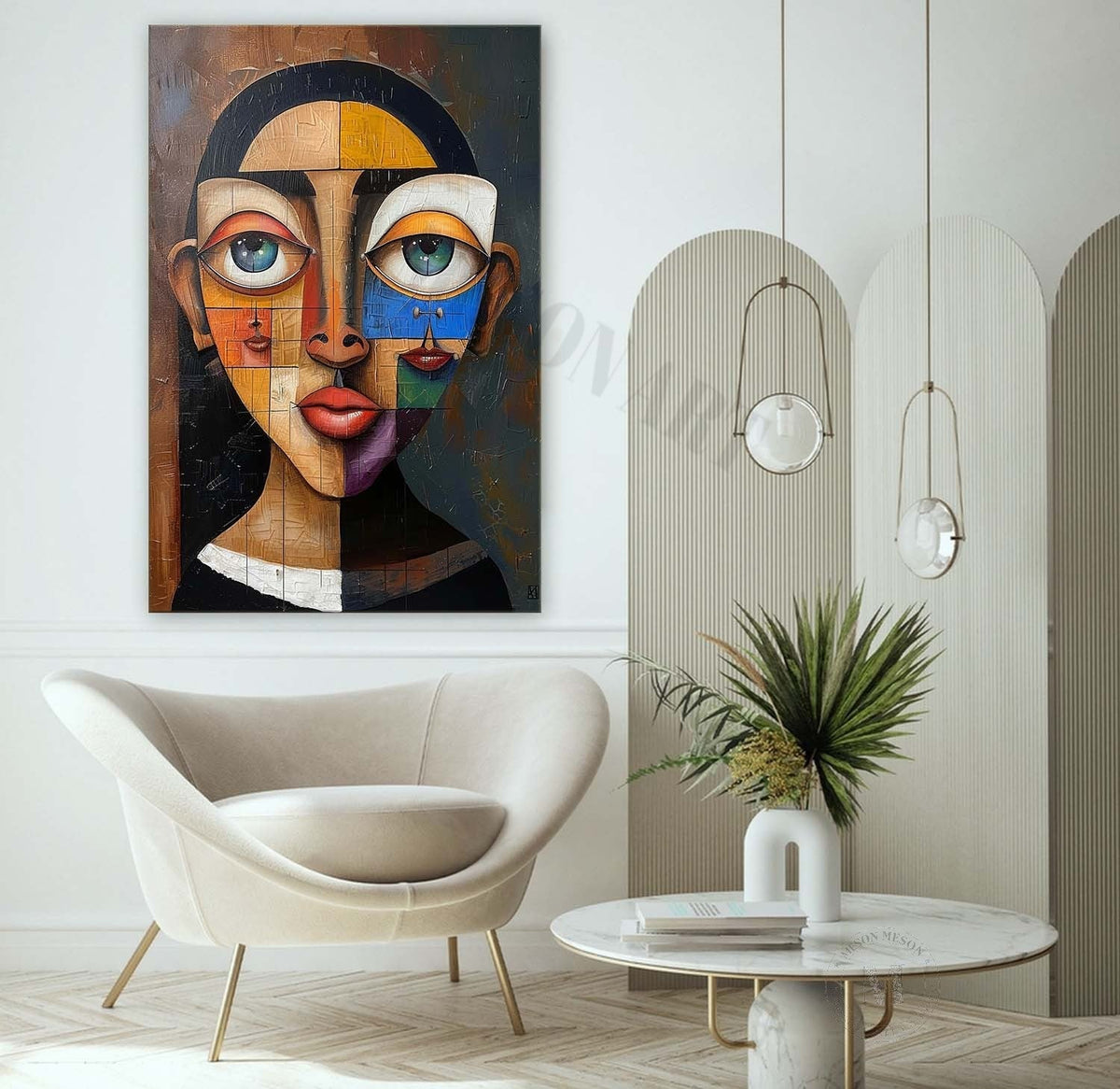 Wall Art Vertical Cubist Portrait Geometric