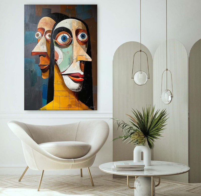 Wall Art Vertical Cubist Double Portrait