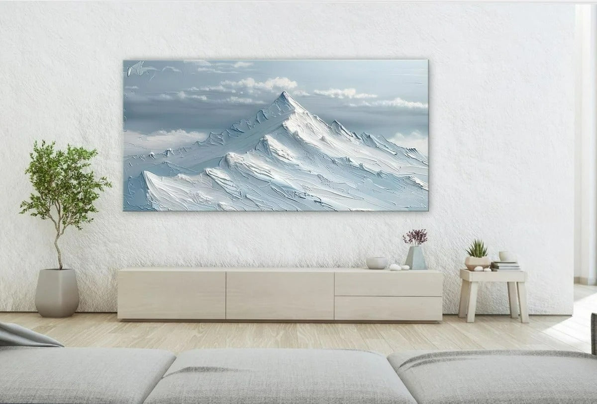 Wall Art Horizontal Impasto Snow Mountain