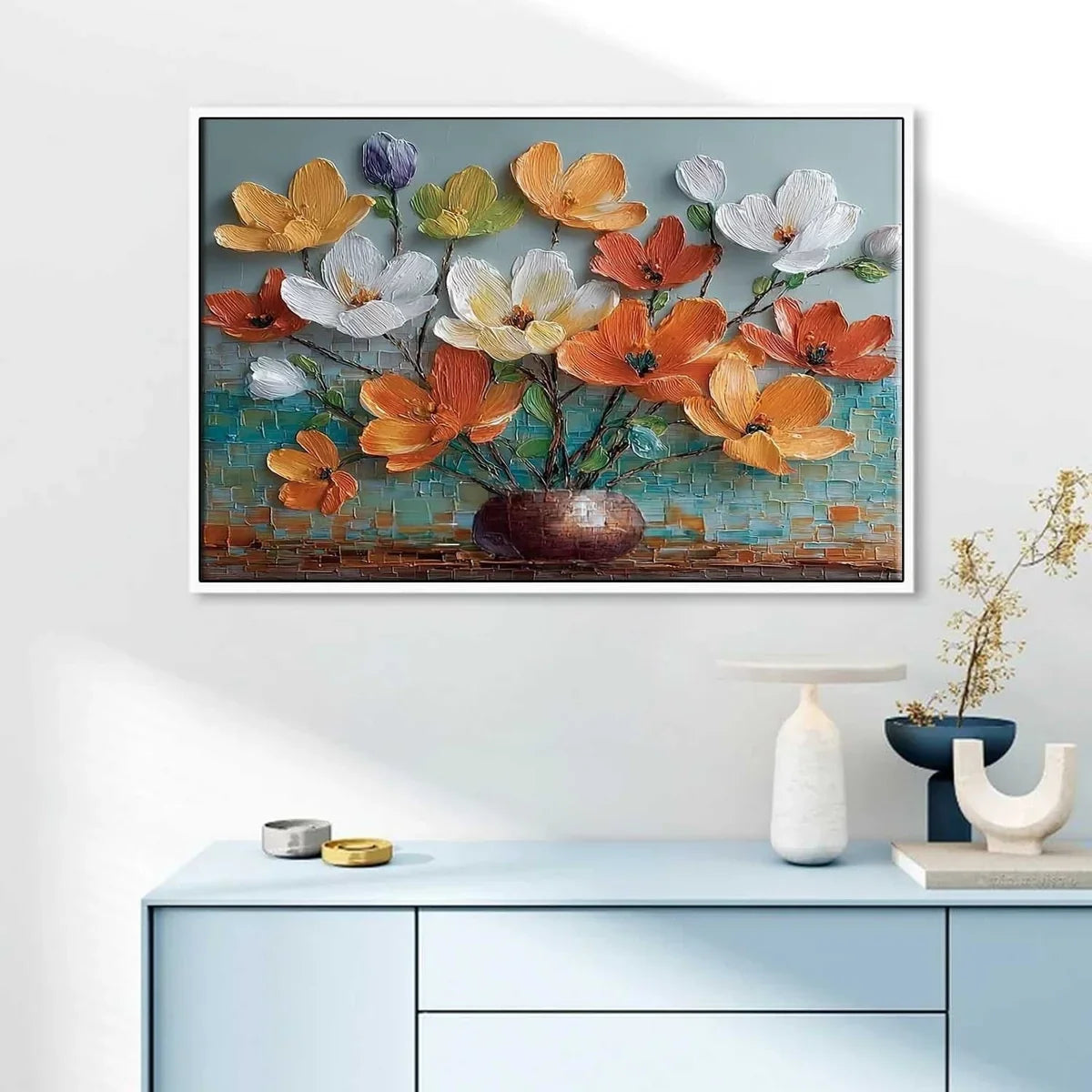 Vibrant Floral Bouquet 3D Impasto Painting