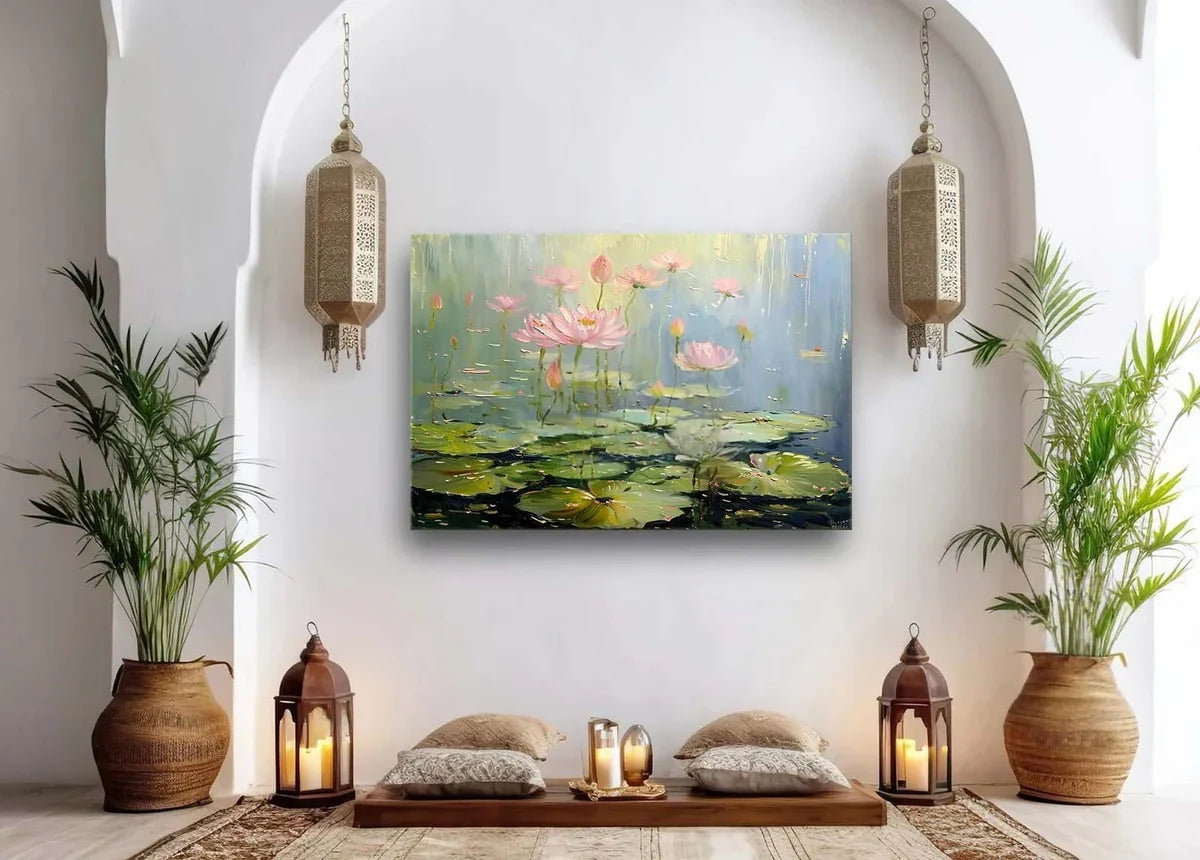 Wall Art Horizontal Lotus Pond Painting