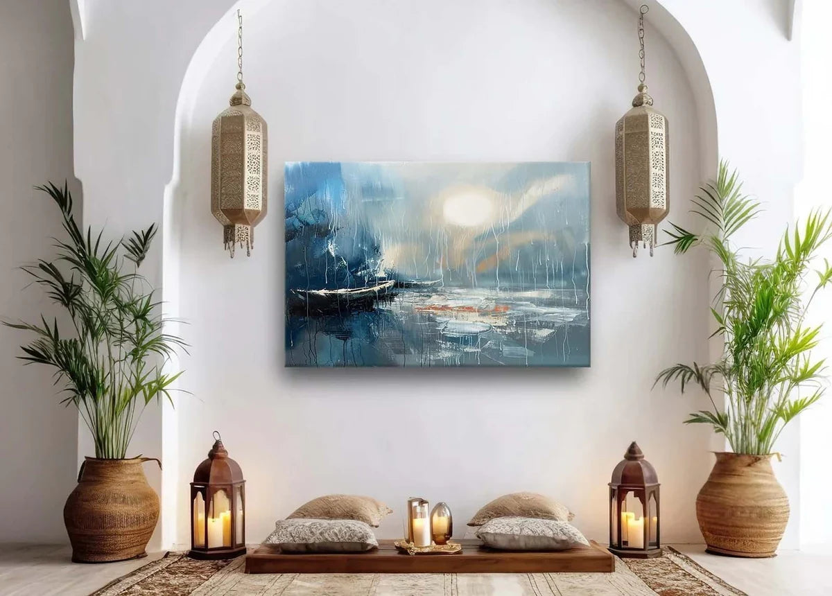 Wall Art Horizontal Moonlit Fishing