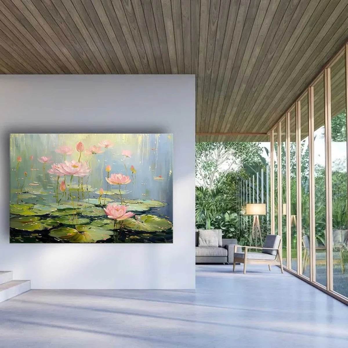 Wall Art Horizontal Lotus Pond Painting