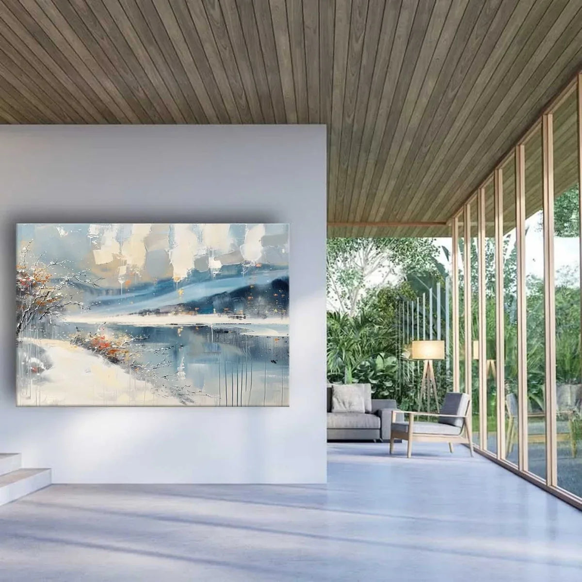 Wall Art Horizontal Abstract Winter Lakeside
