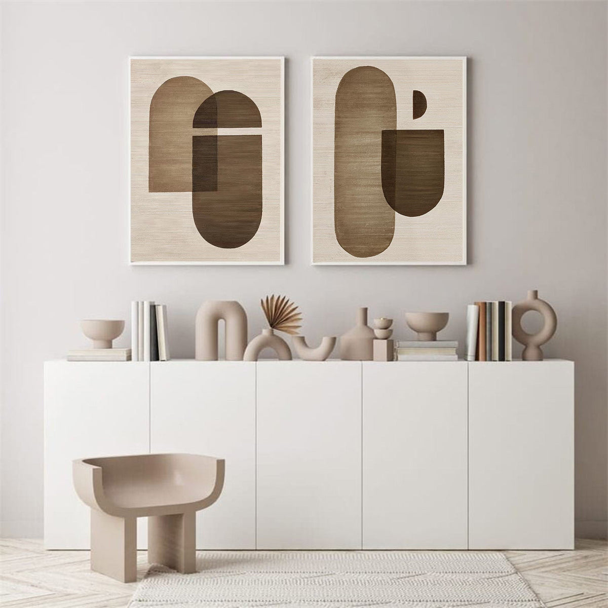 Earthy Organic Shapes Diptych Set