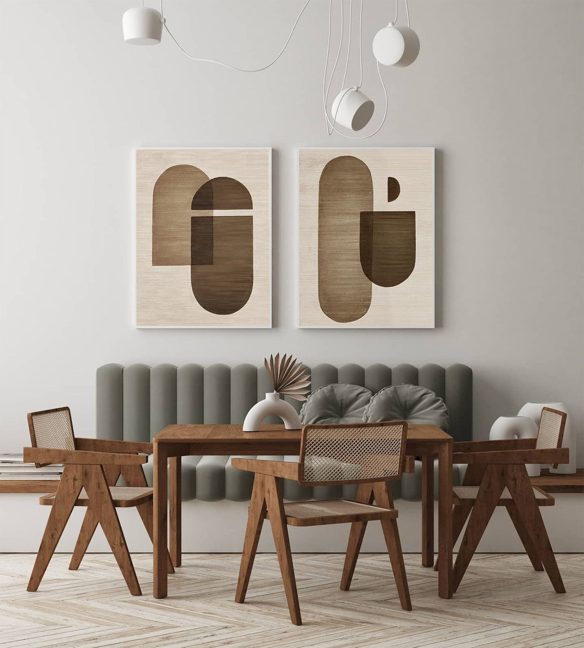 Earthy Organic Shapes Diptych Set