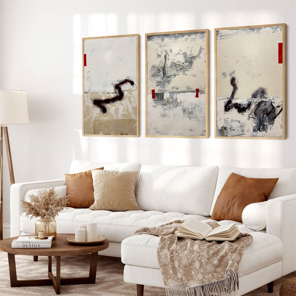 Neutral Abstract Triptych Wall Art Set