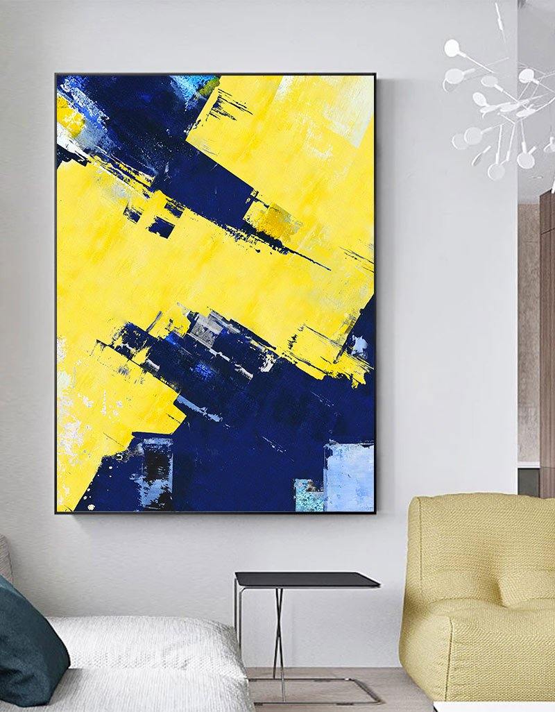 Abstract Blue Yellow Painting