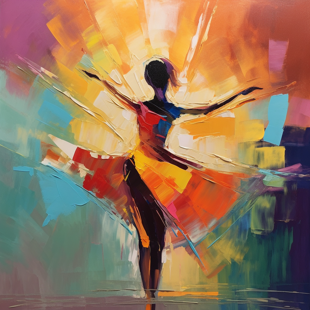 Palette Vibrant Dancer Impasto Painting