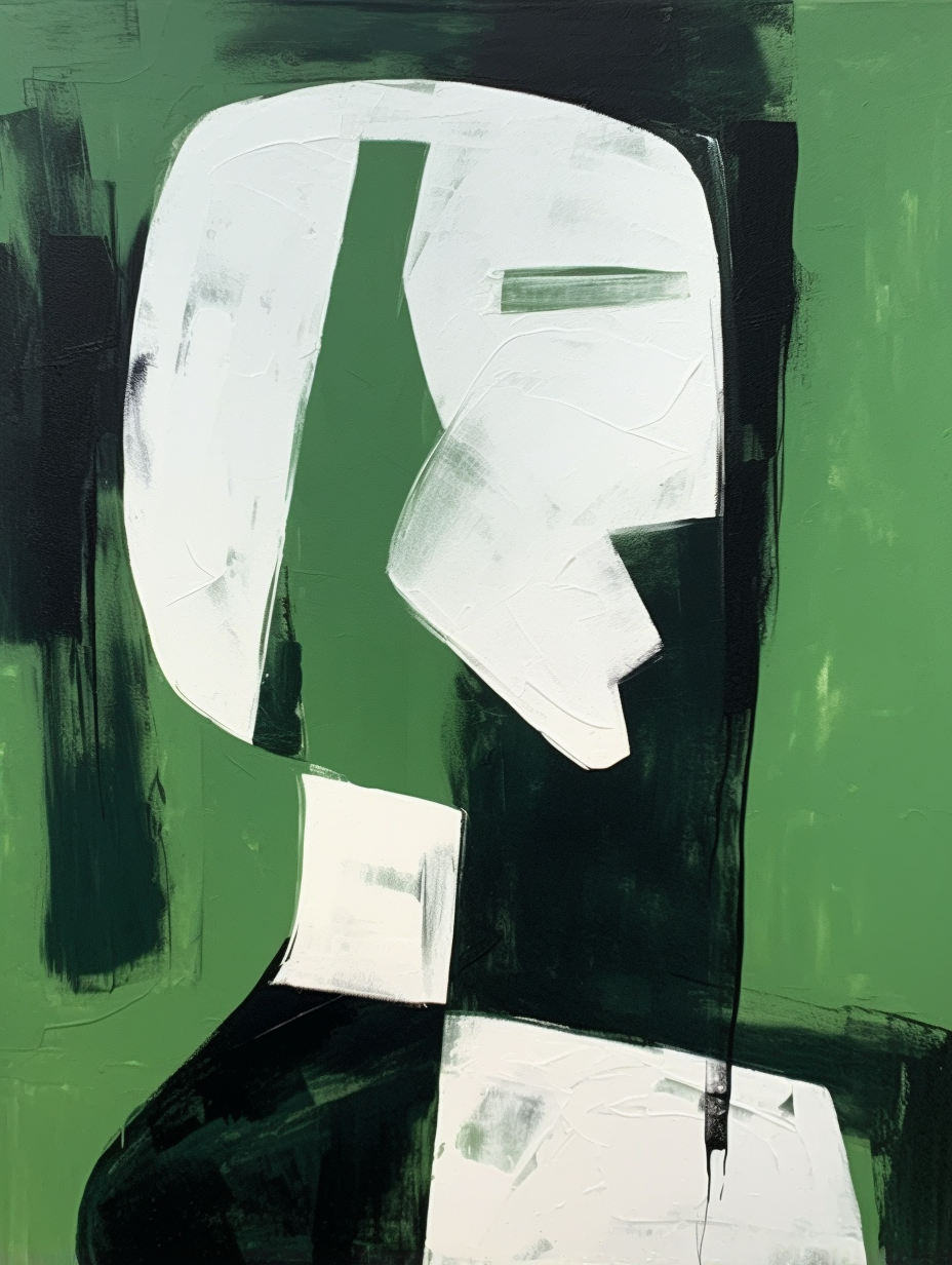 Wall Art Vertical Abstract Cubist Profile Green