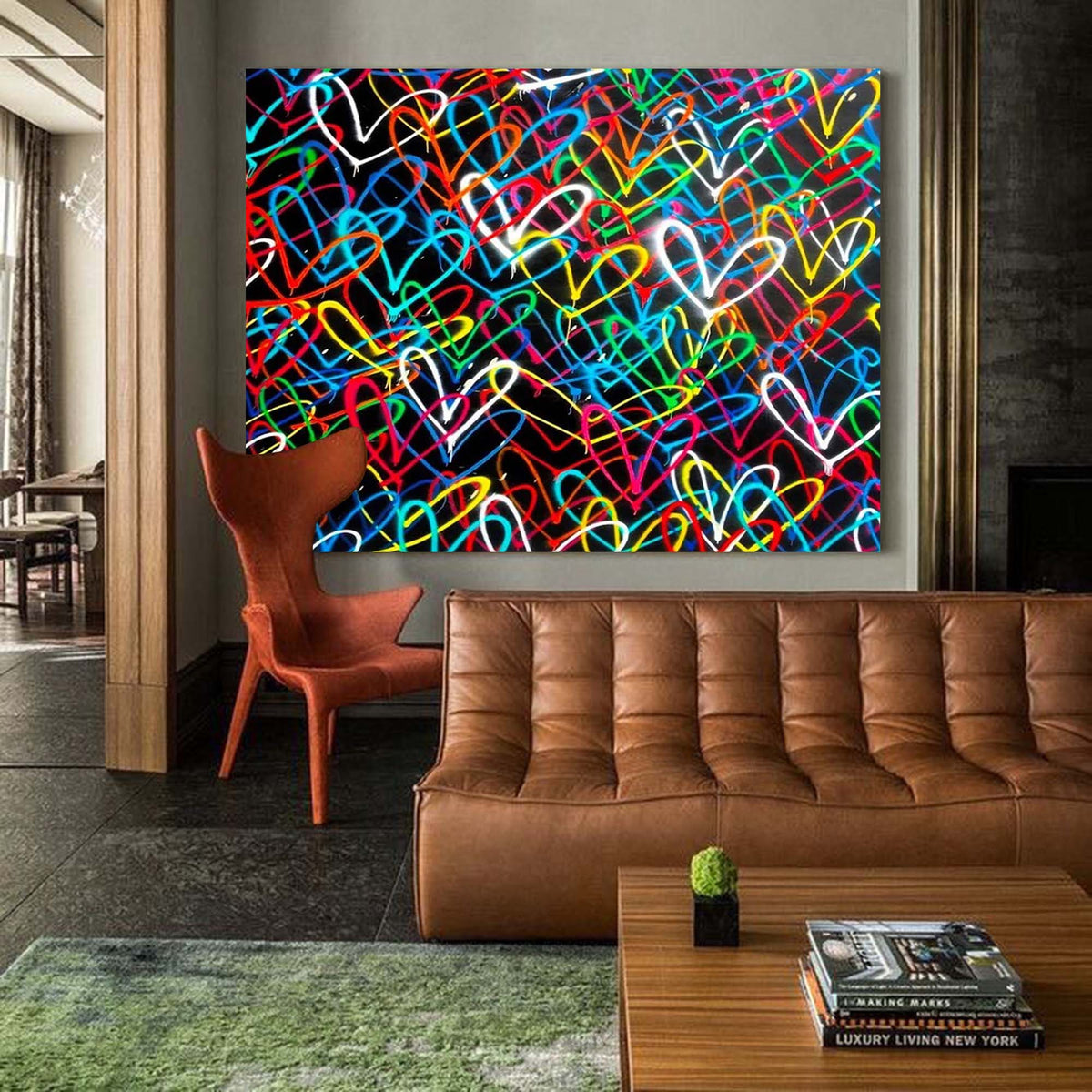 Wall Art Pop Art Rainbow Love Hearts