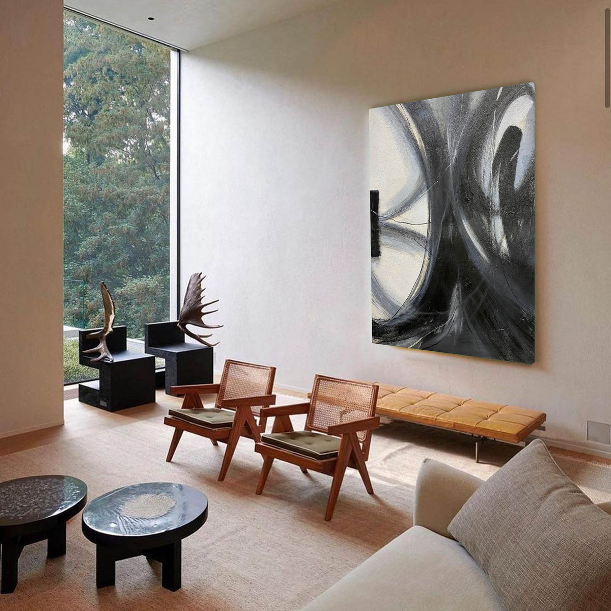 Monochrome Dynamic Abstract Painting