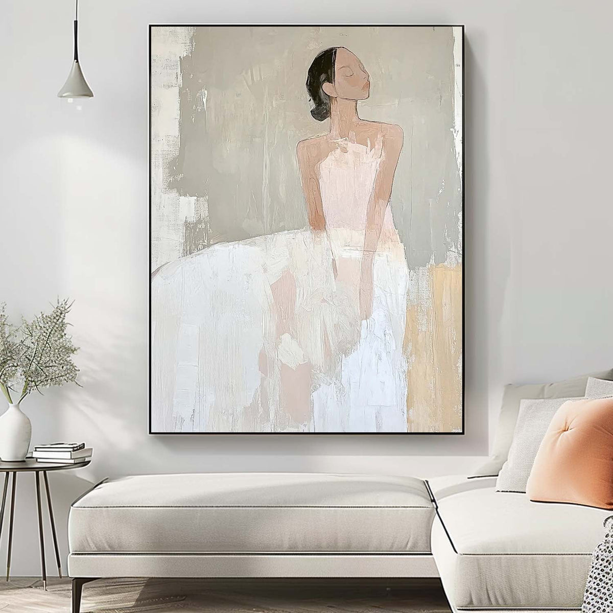 Minimalist Ballerina Painting Serene Wall Art Elegant
