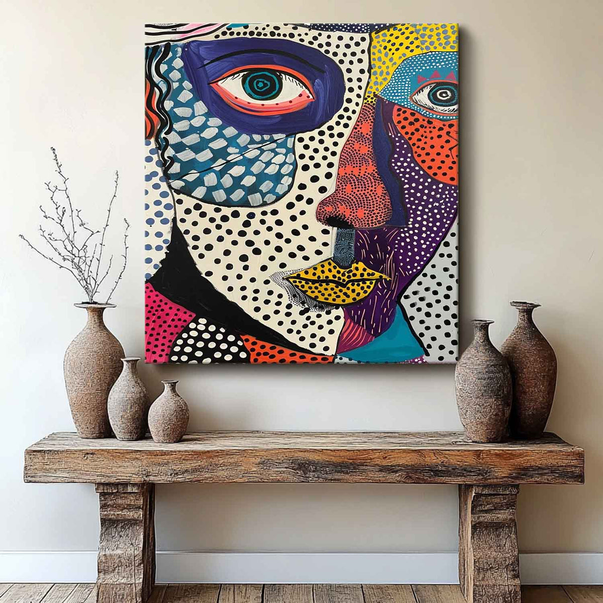 Surreal Pop Art Dual Portrait Vibrant Modern Wall Art
