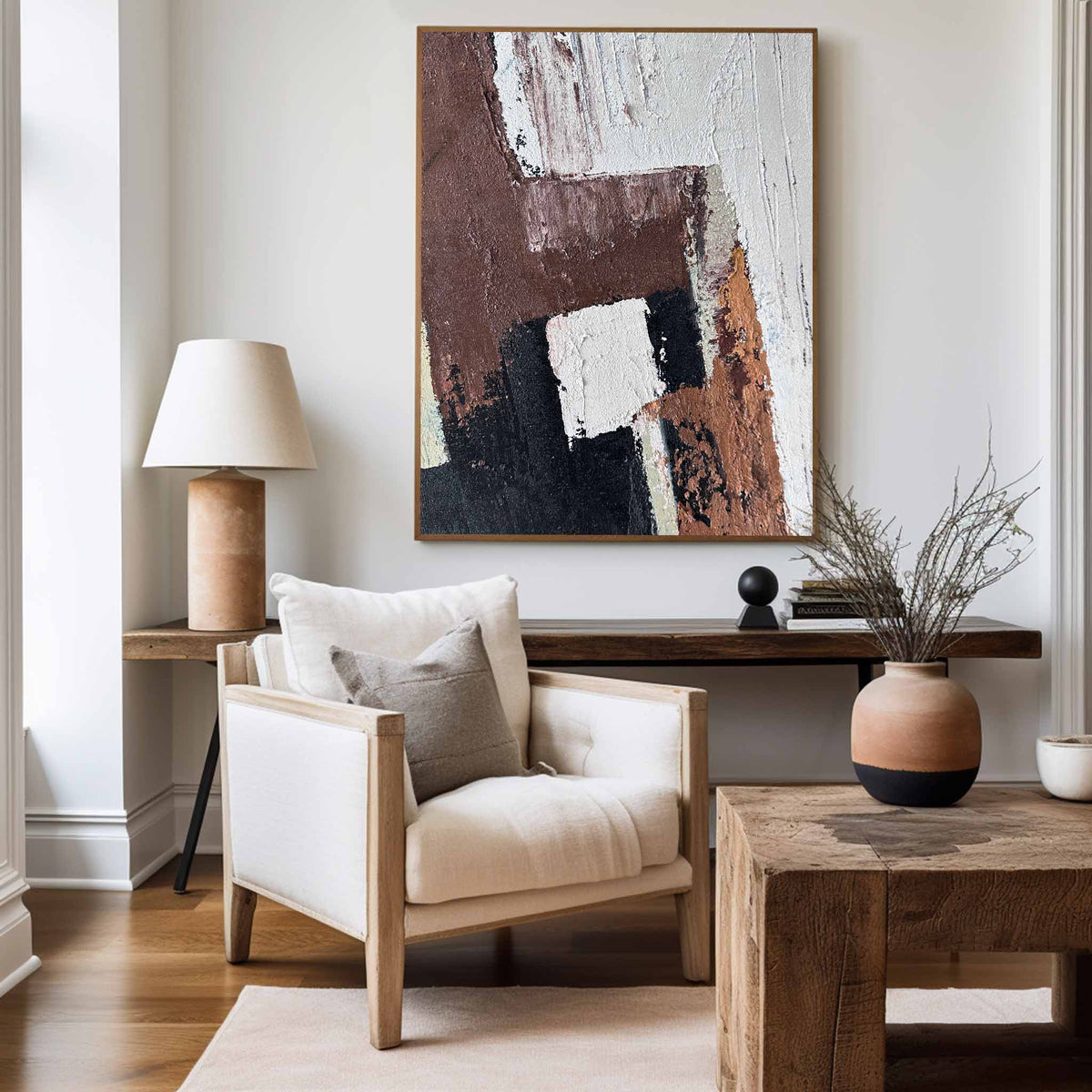 Earthy Brown Geometric Abstract Wall Art