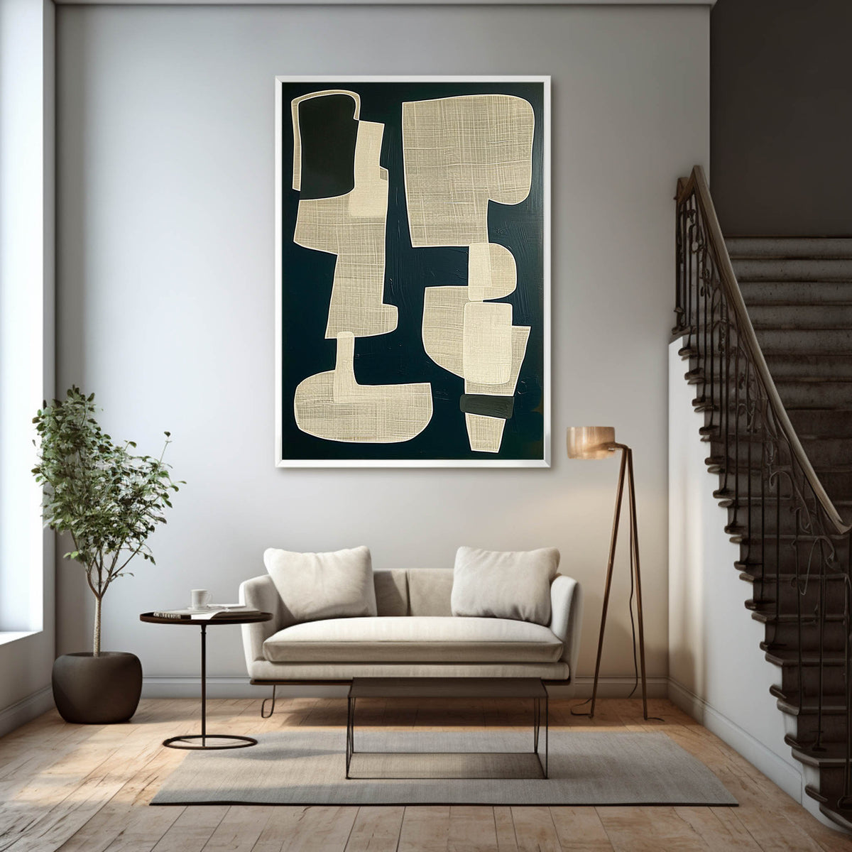 Mid-Century Abstract Shapes Painting