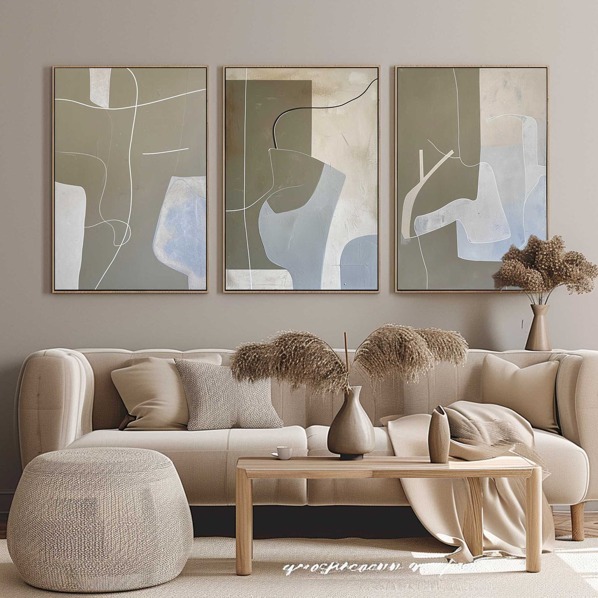 Abstract 3-Piece Minimalist Abstract Painting