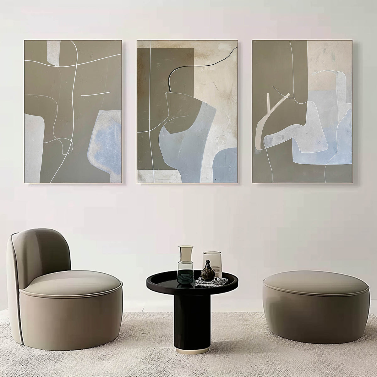 Abstract 3-Piece Minimalist Abstract Painting