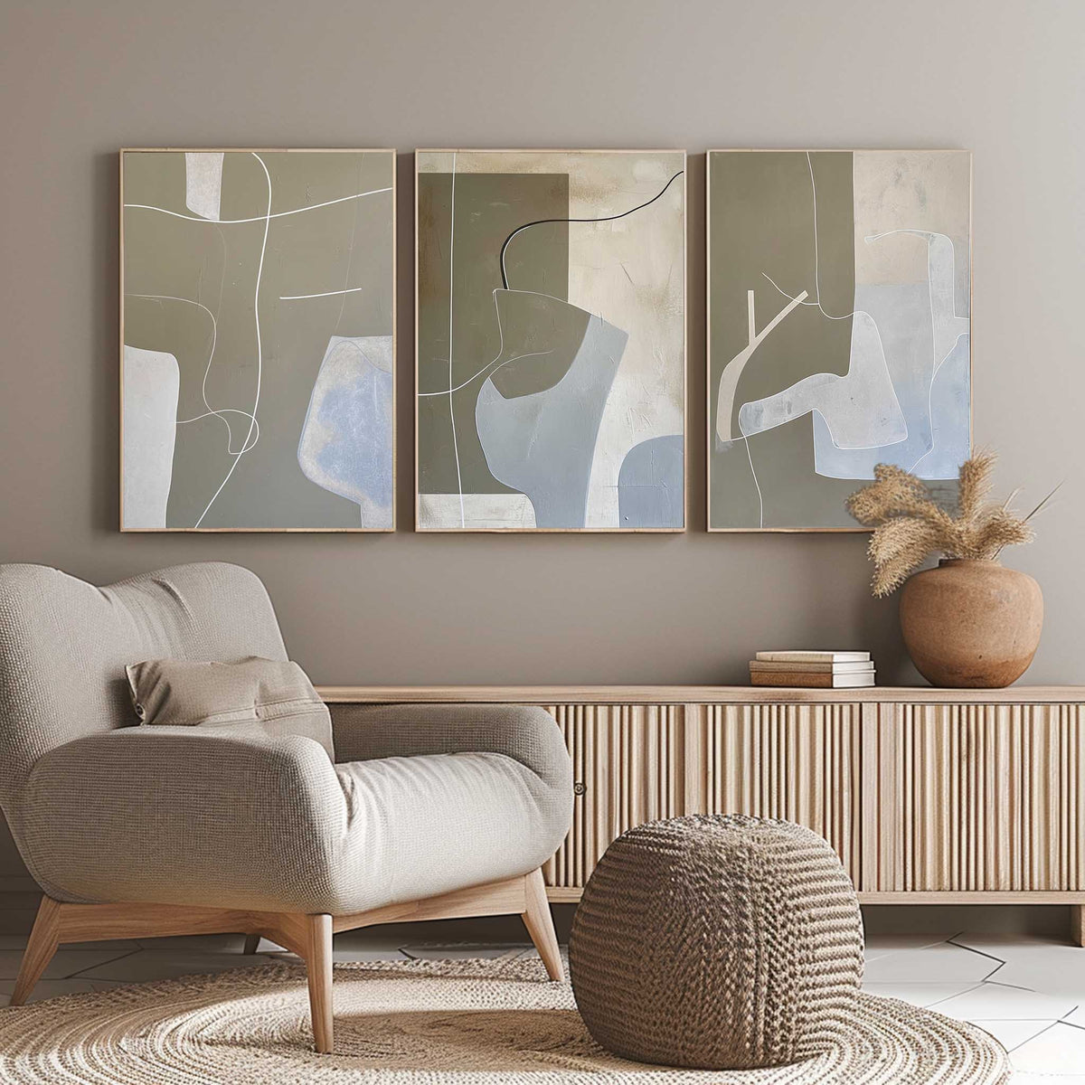 Abstract 3-Piece Minimalist Abstract Painting