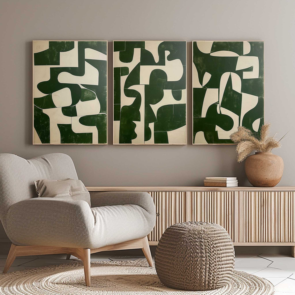 Wall Art Abstract Green Modern Serene