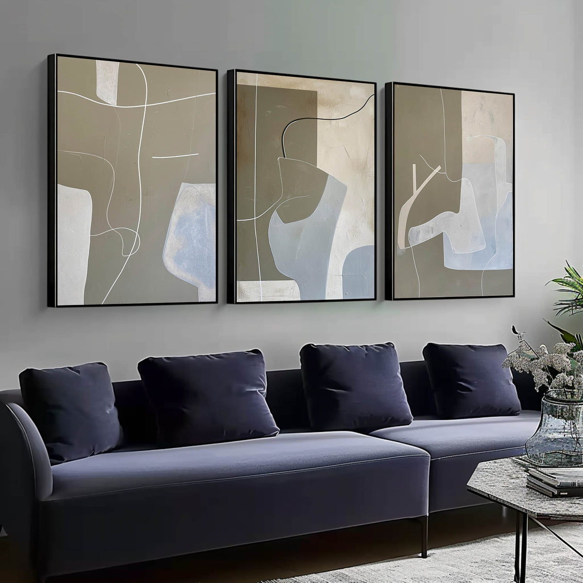 Abstract 3-Piece Minimalist Abstract Painting