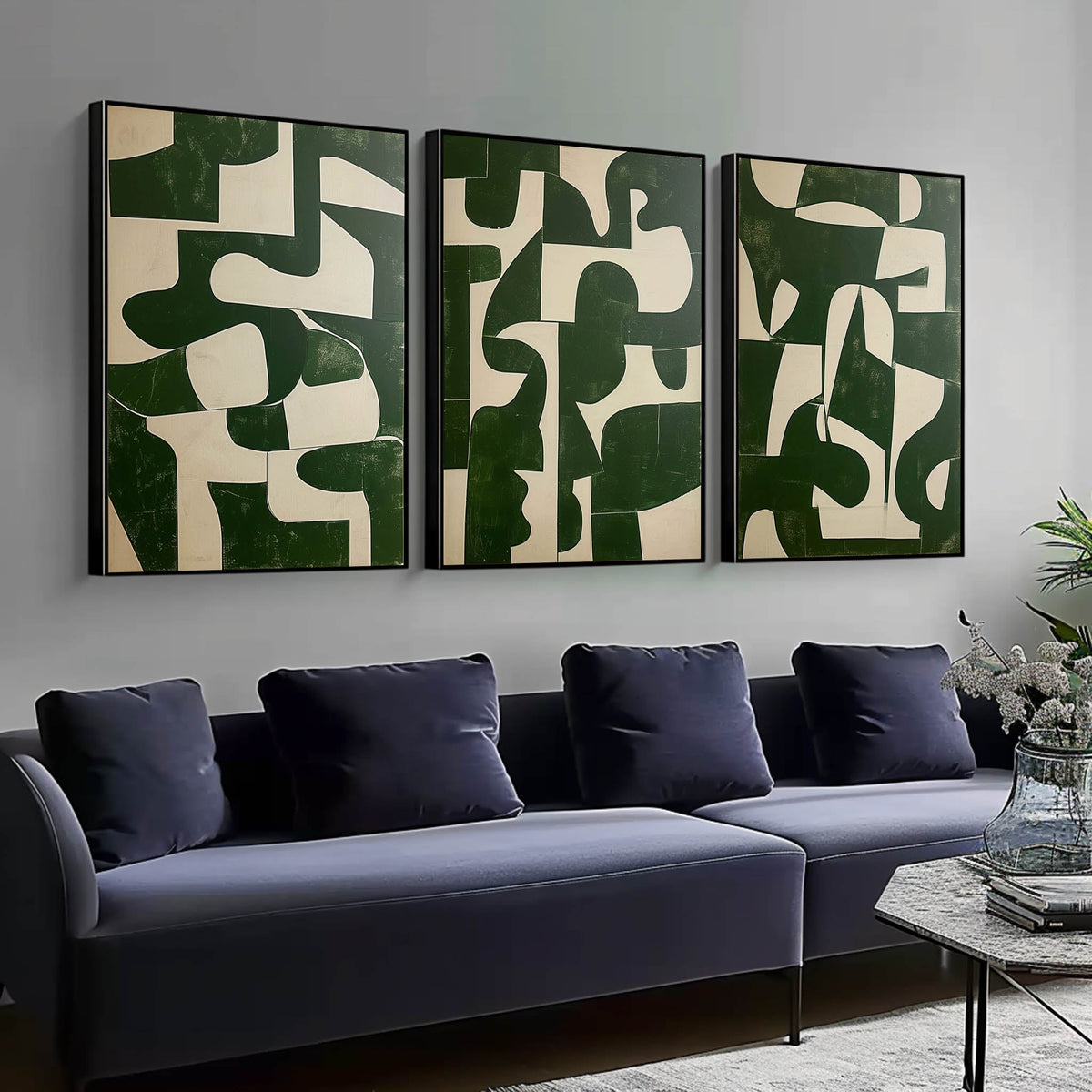 Wall Art Abstract Green Modern Serene