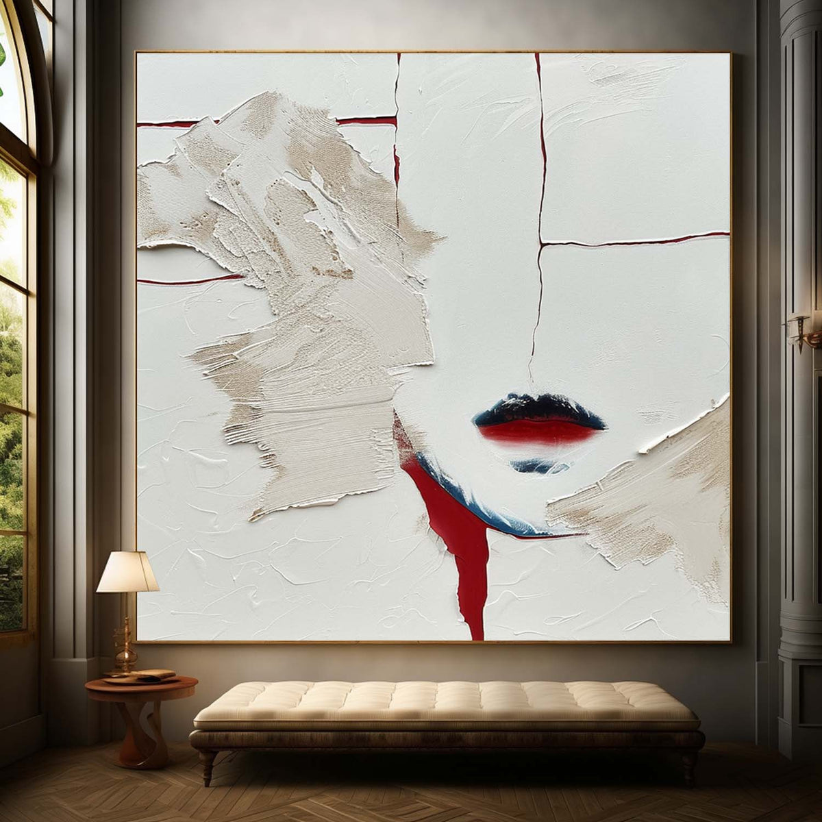 Minimalist Abstract Face Impasto Painting