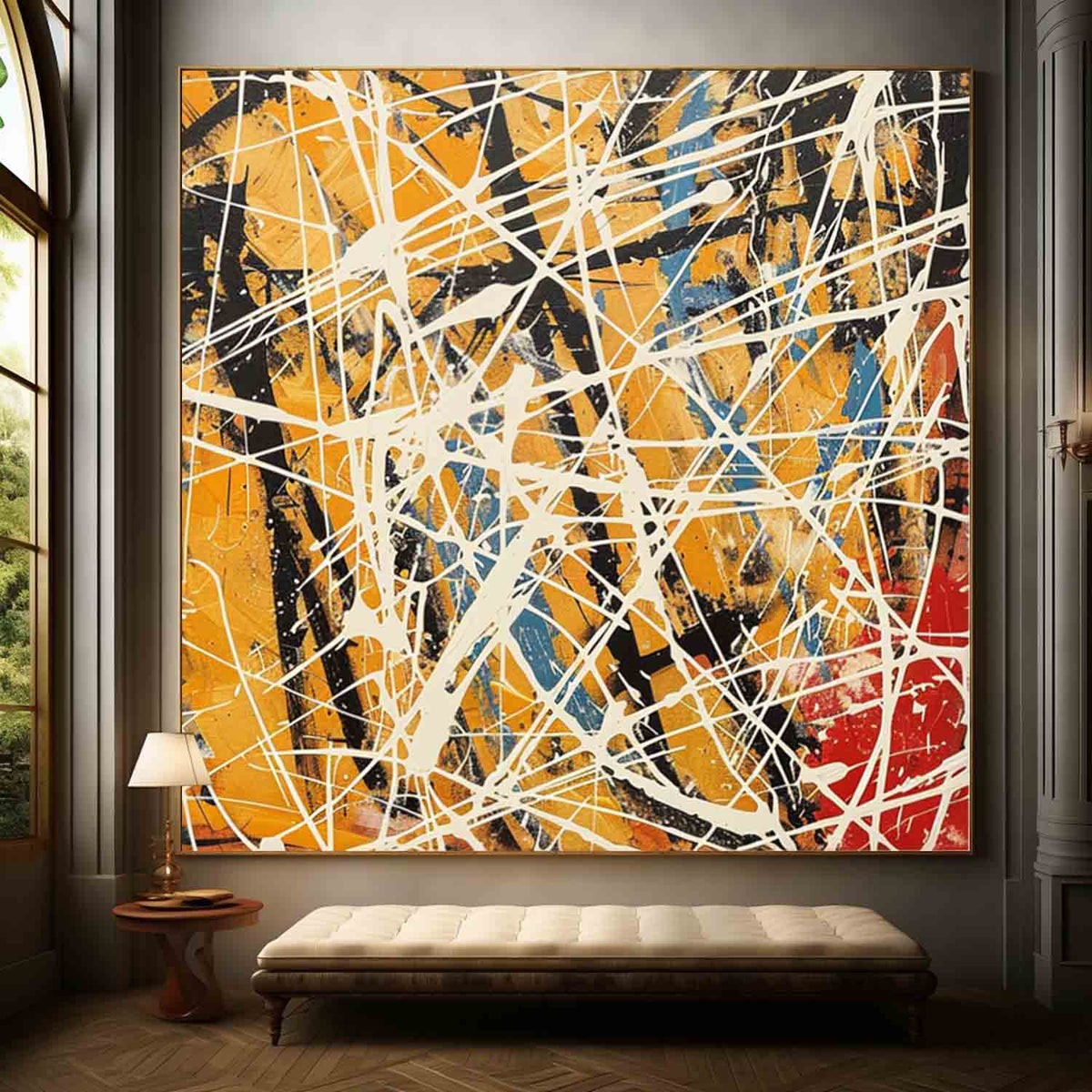 Wall Art Expressionist Vibrant Yellow Red