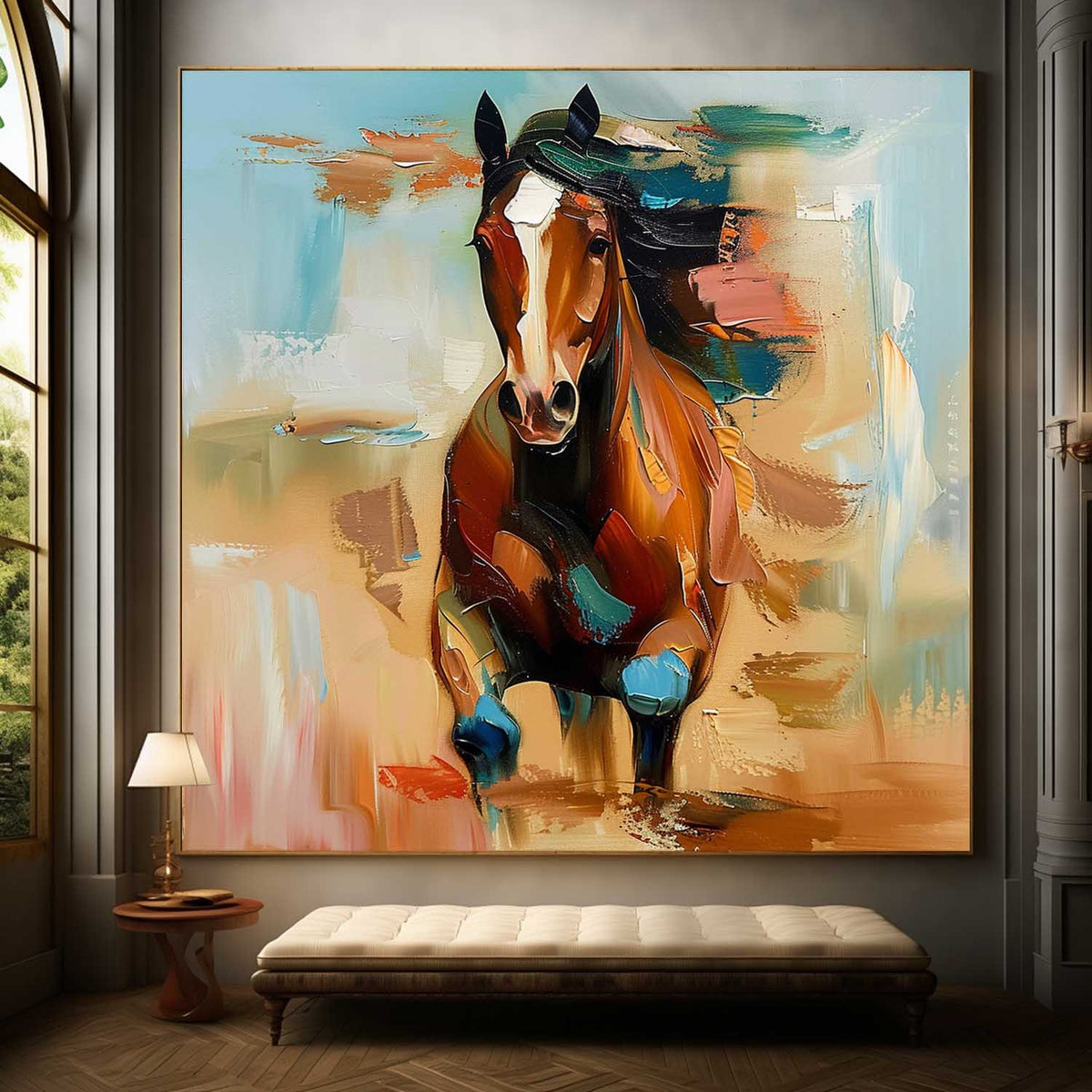 Wall Art Chestnut Running Horse Abstract