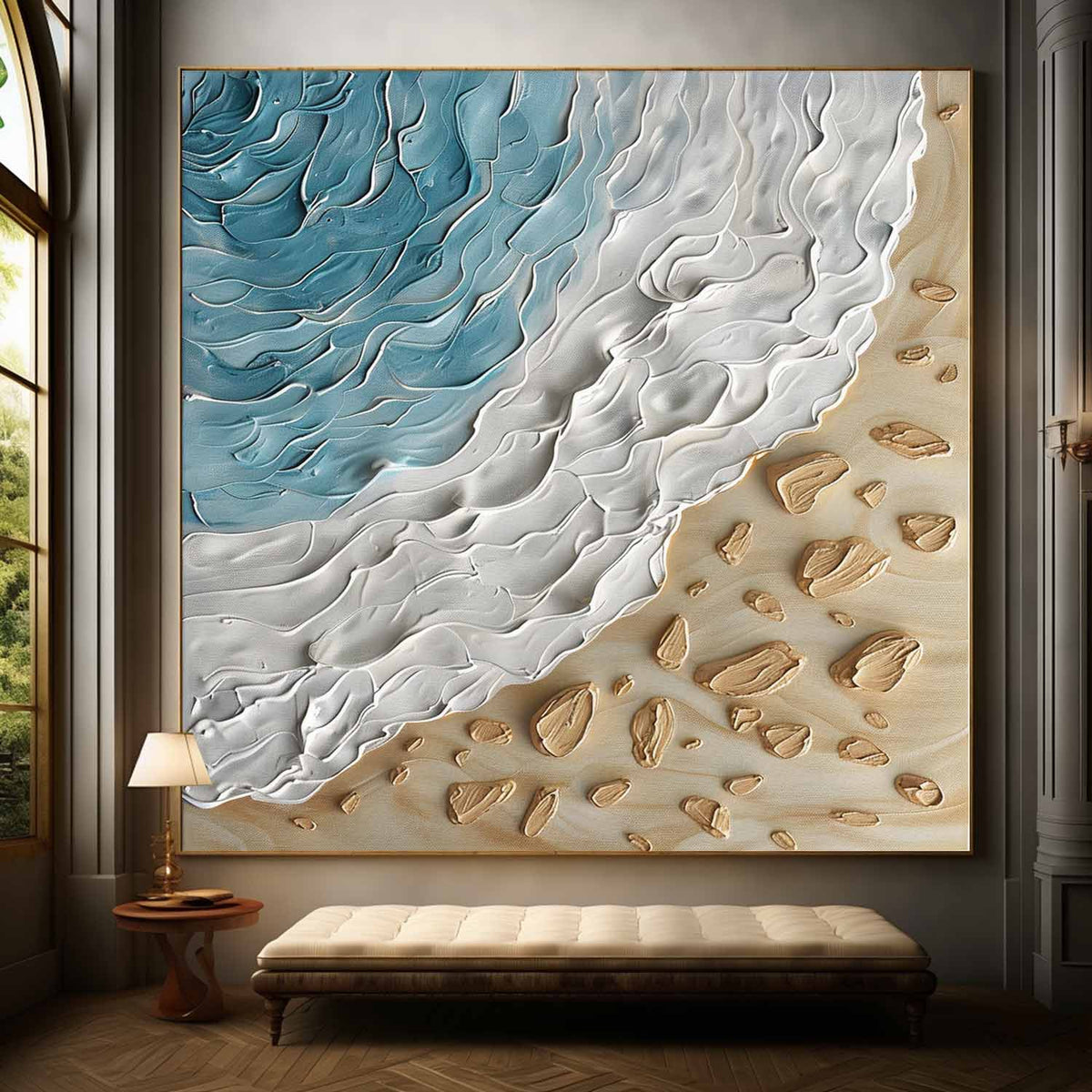Plaster Art Texture 3D Beach Wave Seascape Painting