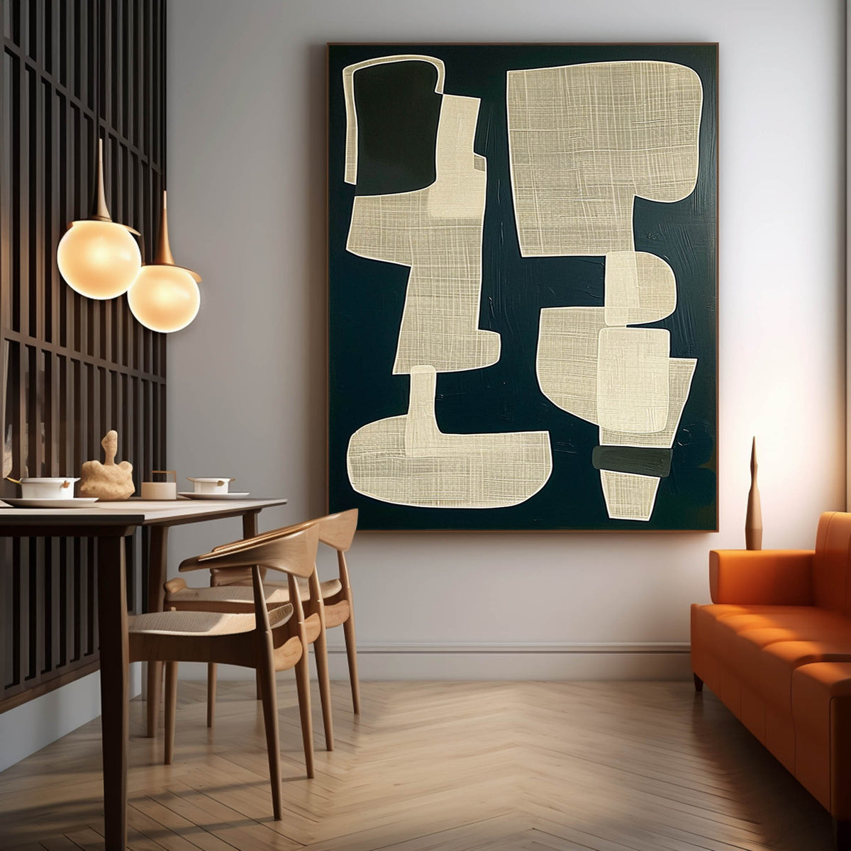 Mid-Century Abstract Shapes Painting