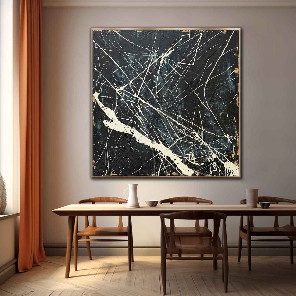 Textured Splatter Expressionist Art Black White Bold