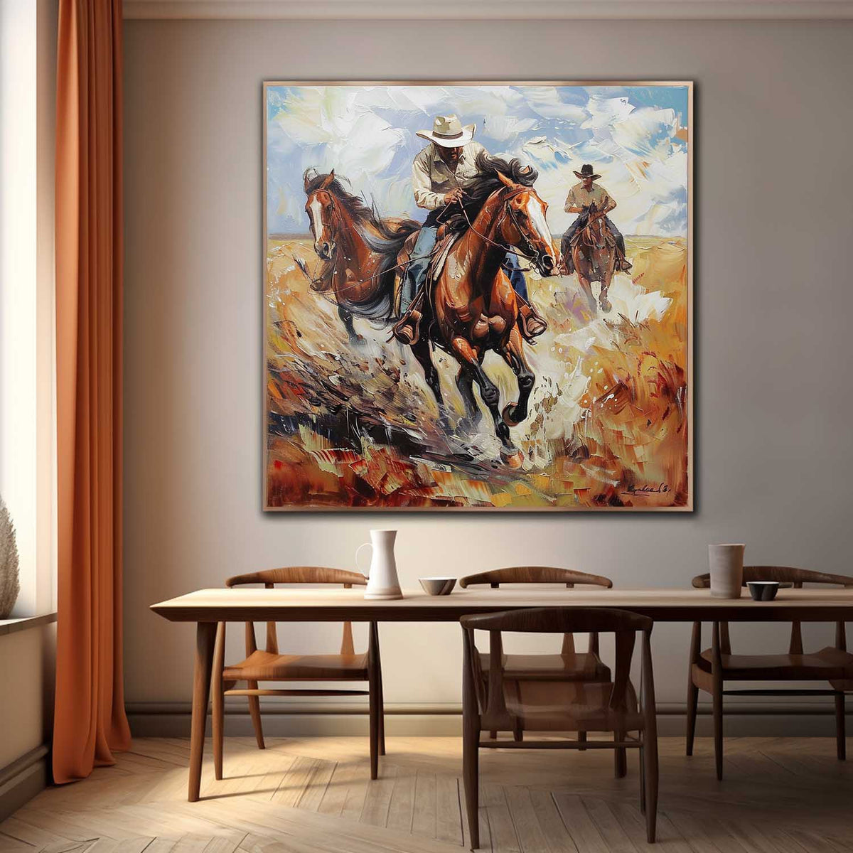 Wall Art Cowboy Horse Painting
