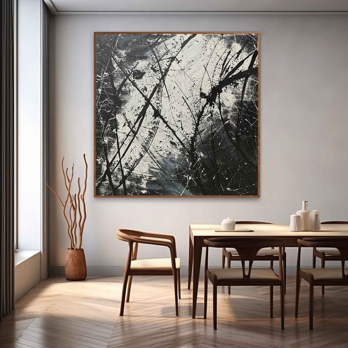 Wall Art Expressionist Monochrome Black White