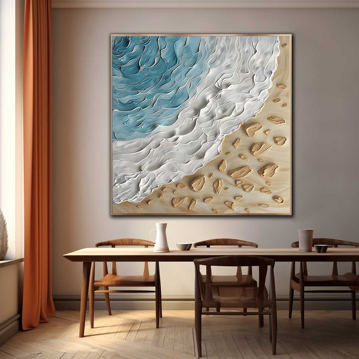 Plaster Art Texture 3D Beach Wave Seascape Painting