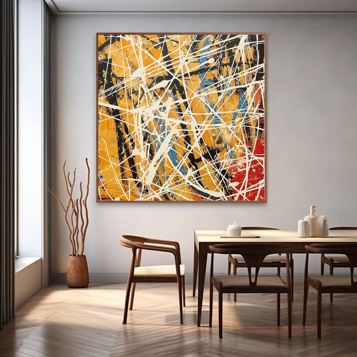 Wall Art Expressionist Vibrant Yellow Red