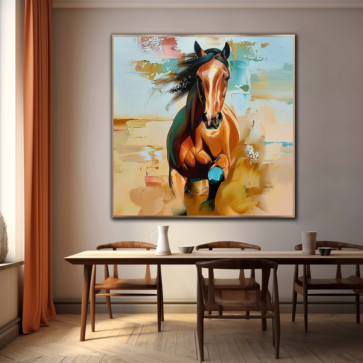 Wall Art Golden Running Horse
