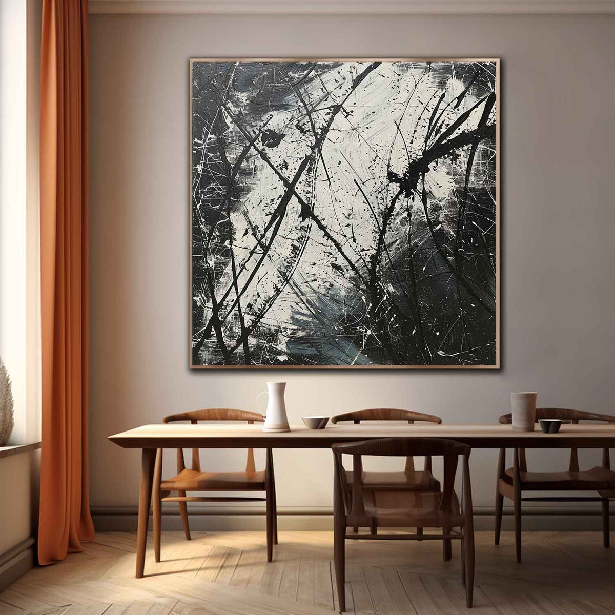 Wall Art Expressionist Monochrome Black White