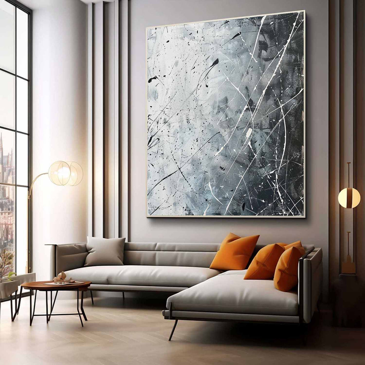 Wall Art Square Abstract Graffiti Art Monochrome