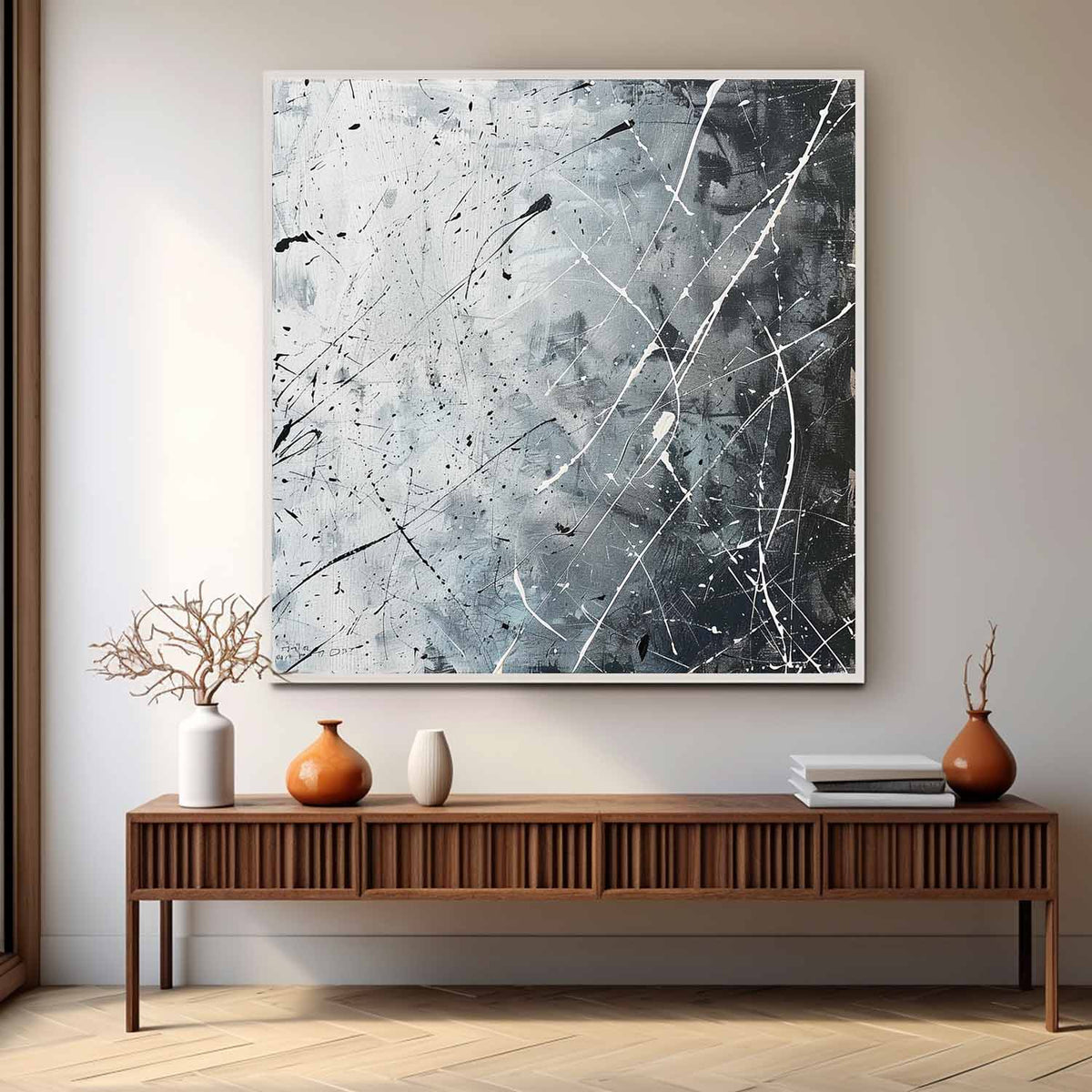 Wall Art Square Abstract Graffiti Art Monochrome