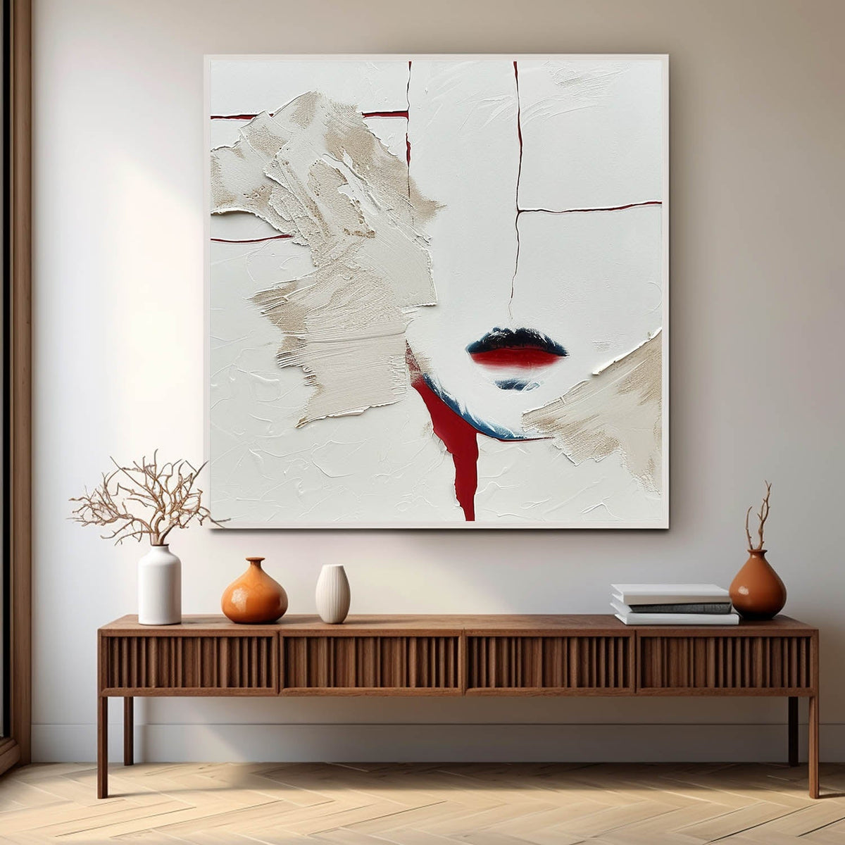 Minimalist Abstract Face Impasto Painting