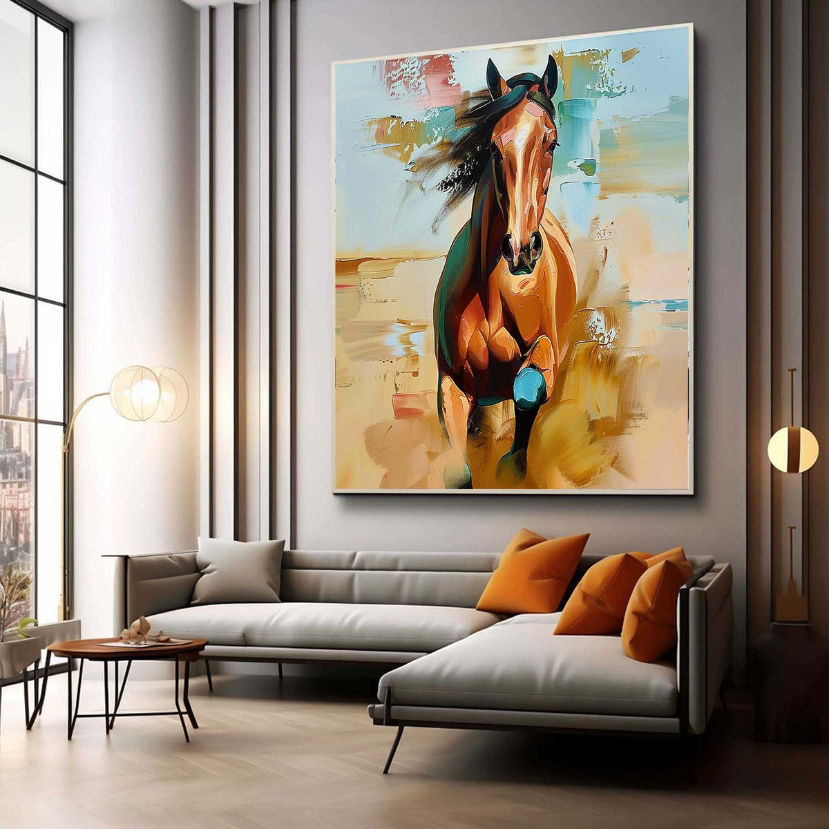 Wall Art Golden Running Horse