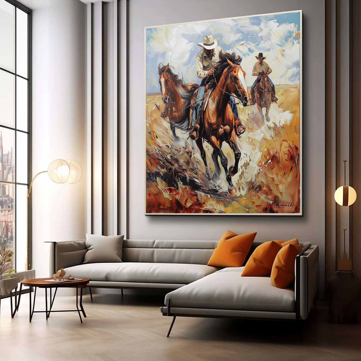 Wall Art Cowboy Horse Painting