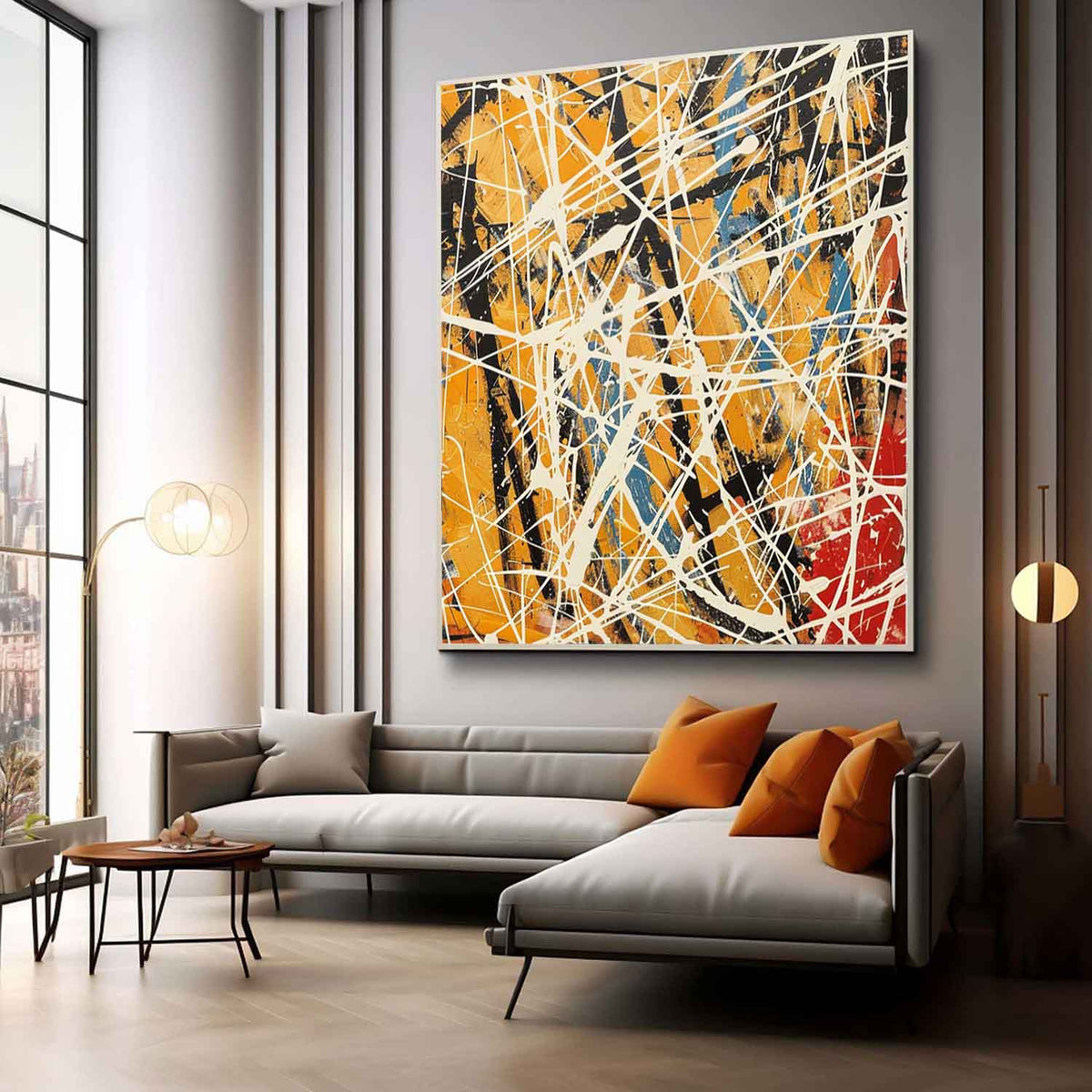 Wall Art Expressionist Vibrant Yellow Red