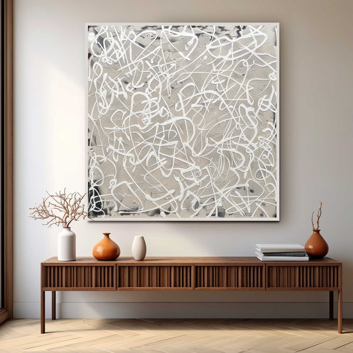 Wall Art Square Abstract Graffiti Art Monochrome