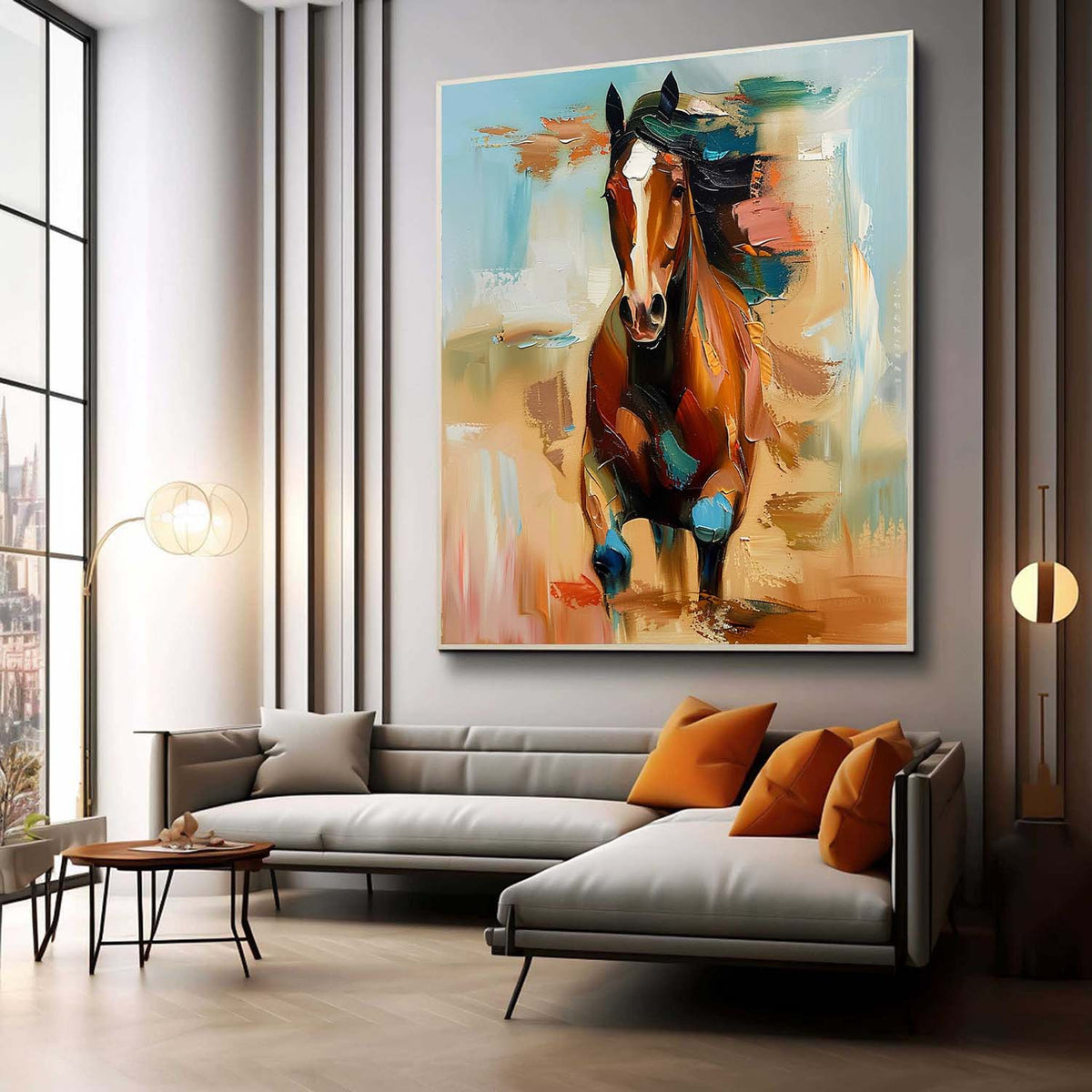Wall Art Chestnut Running Horse Abstract