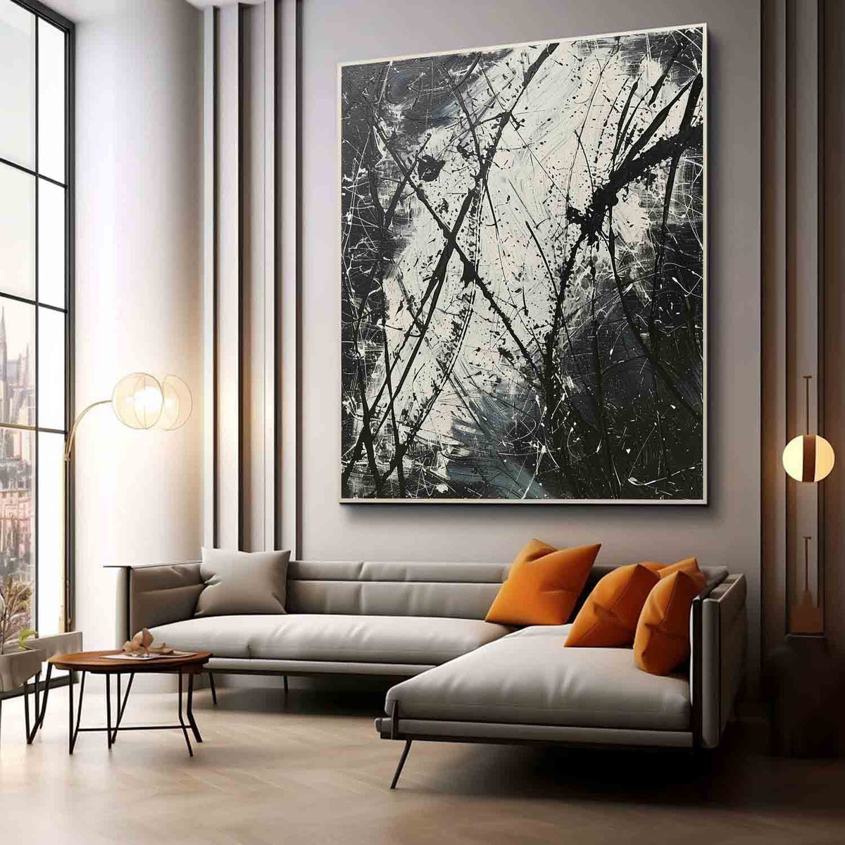 Wall Art Expressionist Monochrome Black White