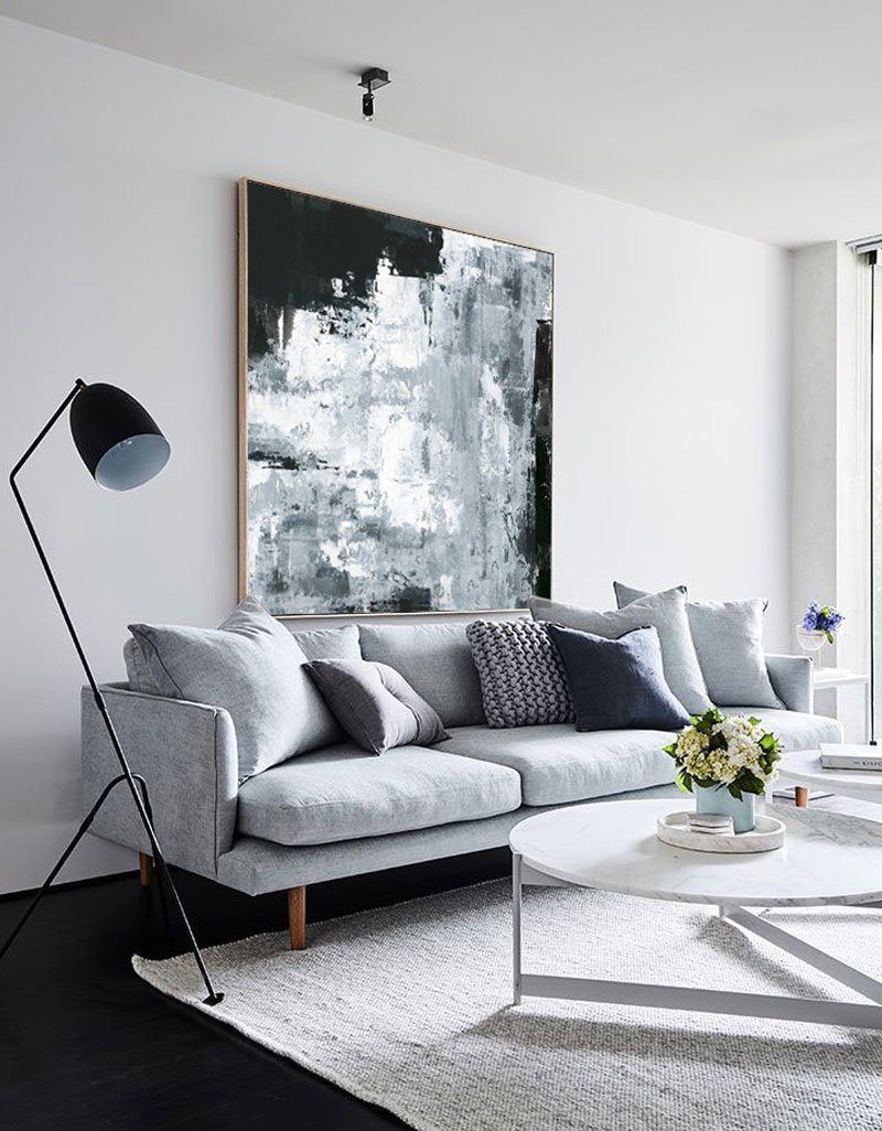 Monochromatic Grey Abstract Painting