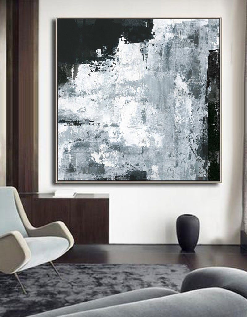 Monochromatic Grey Abstract Painting