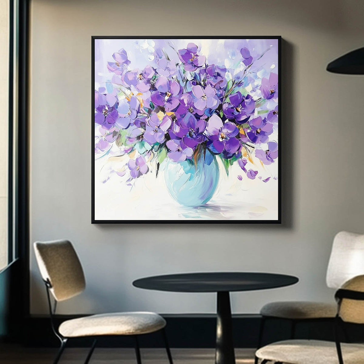 Lavender Purple Floral Bouquet Oil Painting